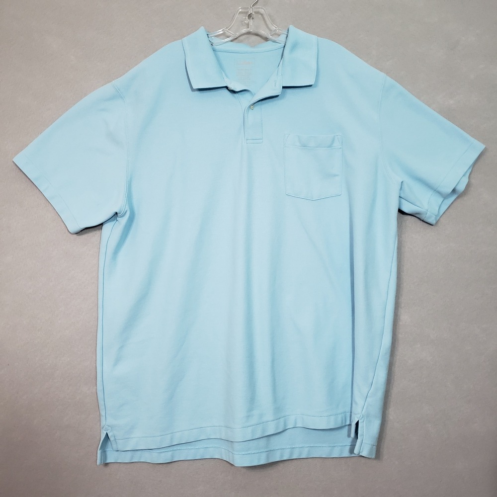 LL Bean Mens XXL Tall Polo Shirt Light Blue Cotton Traditional Fit Pocket Pique